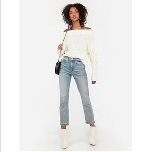 Cozy Chenille Off The Shoulder Cable Knit Sweater
